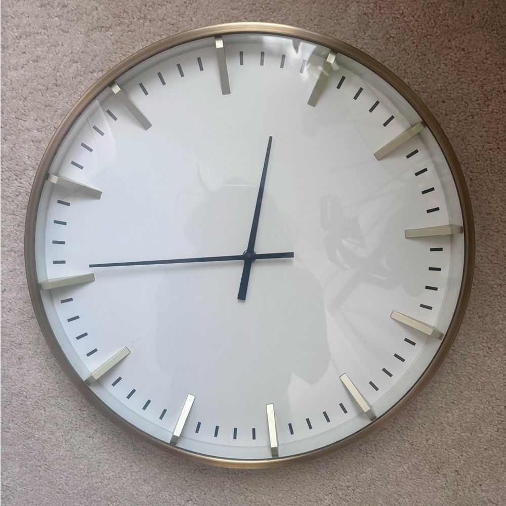 Threshold Modern White and Gold Wall Clock 16” Diameter